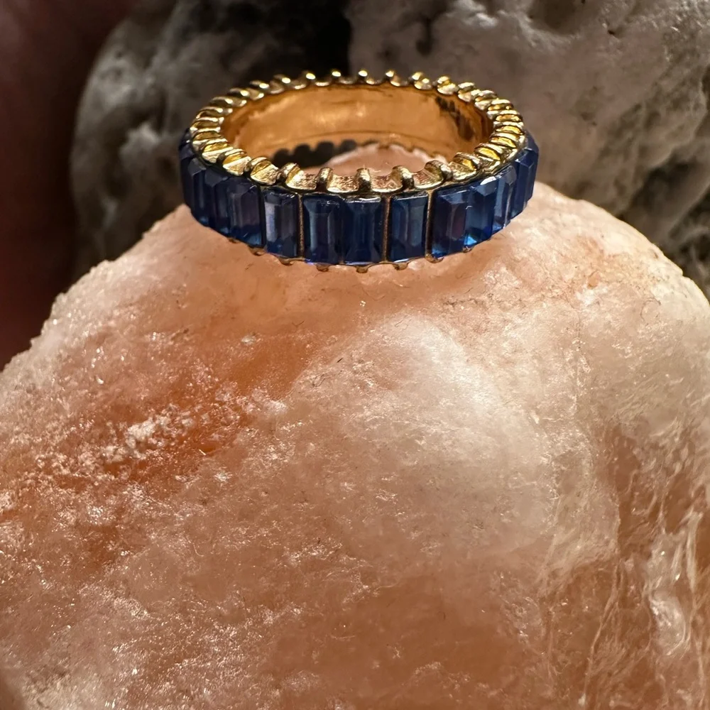 Sugar Blue and Gold Gemstone Ring by Melania Clara Size 7 - Picture 2 of 5